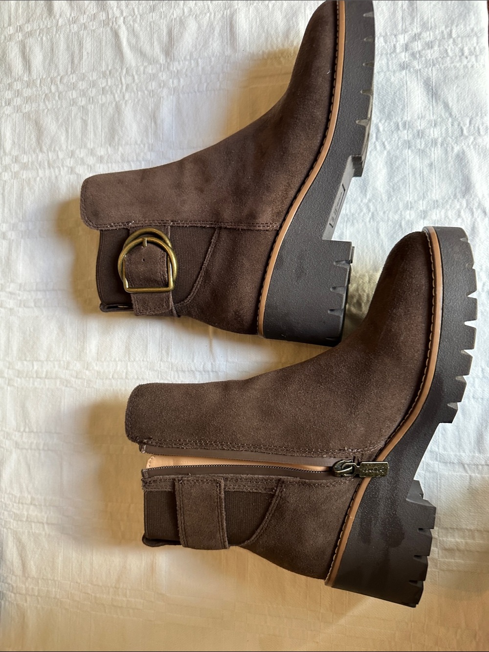Blondo Women’s Dark Brown Suede Lug Sole Ankle Booties